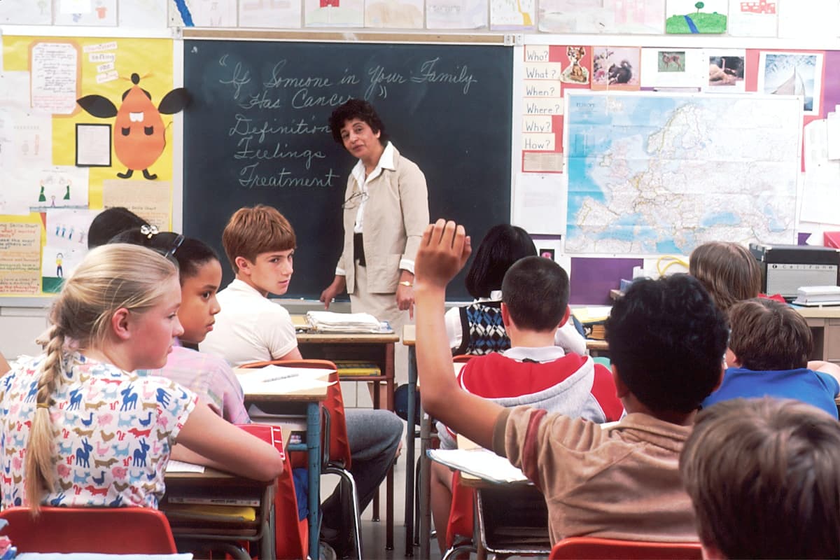 Teacher with students in class